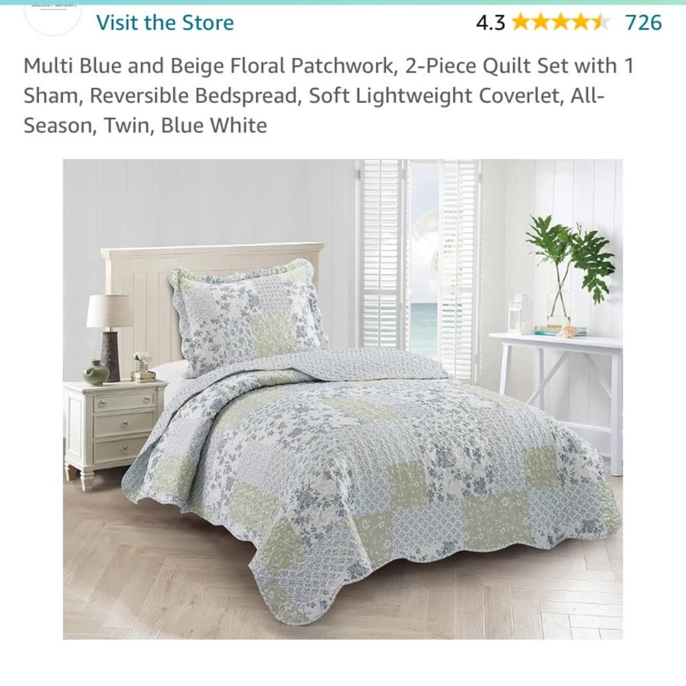 NEW Reversible Twin Bedspread/Quilt Set